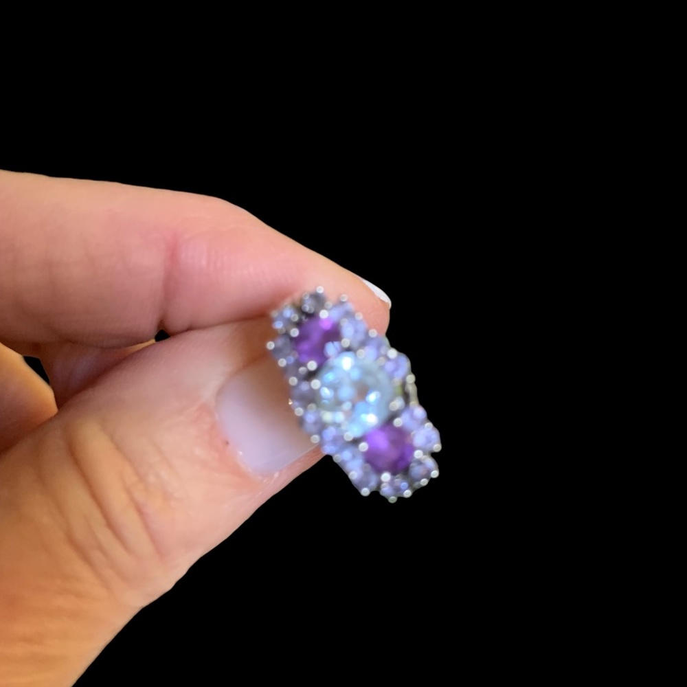 Sterling Silver Amethyst and Aquamarine Cocktail Ring